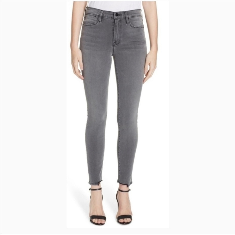 Frame le skinny de Jeanne raw hem jeans gray size 25